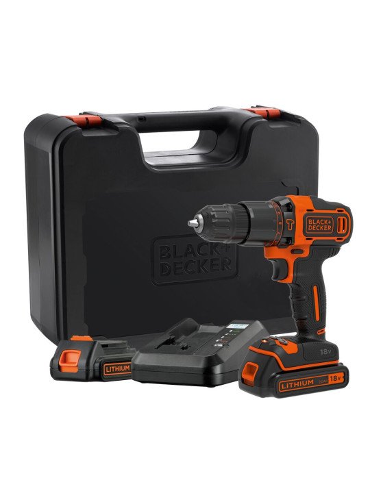 Gręžtuvas akumuliatorinis, 18V BDCHD18K1B2-QW, 2 X 2 AH, Black&Decker