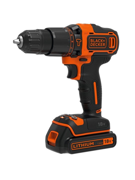 Gręžtuvas akumuliatorinis, 18V BDCHD18KB-QW, 2 X 1,5 AH, Black&Decker