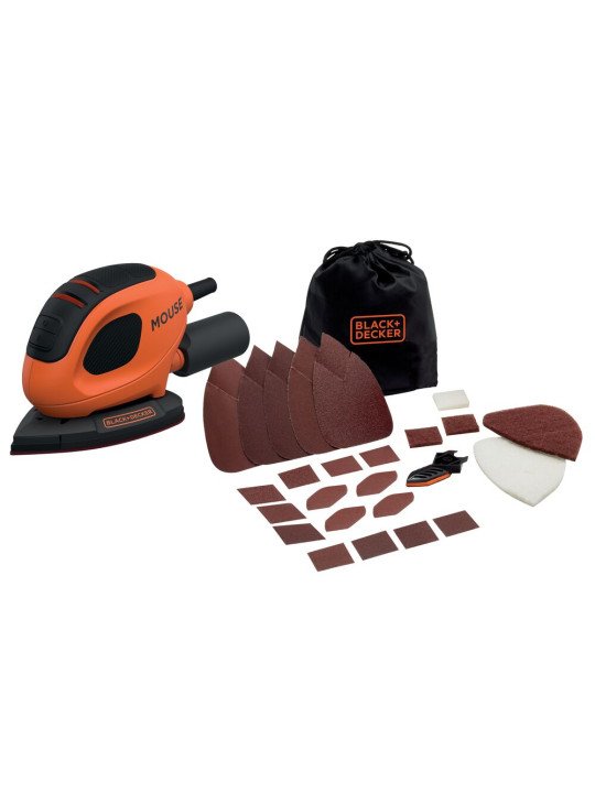 Vibracinis Šlifuoklis, 55 W MOUSE šlifuoklis + 15 priedų + minkštas krepšys BEW230BC-QS, Black&Decker