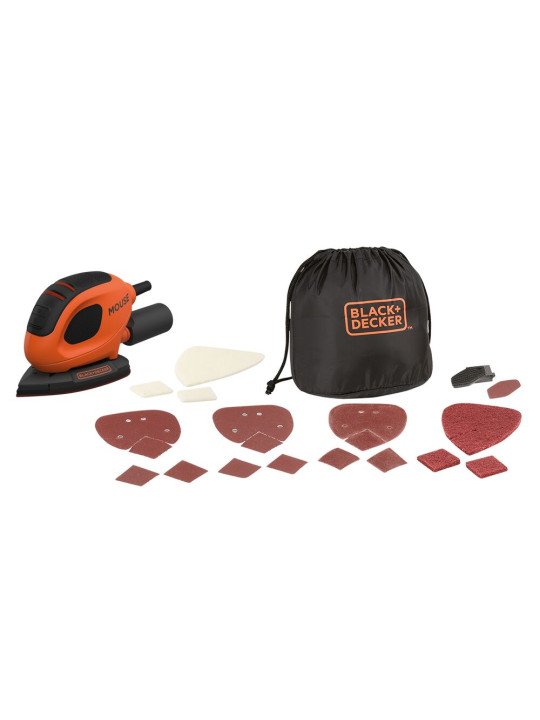 Vibracinis Šlifuoklis, 55 W MOUSE šlifuoklis + 10 priedų + minkštas krepšys BEW230BCA-QS, Black&Decker