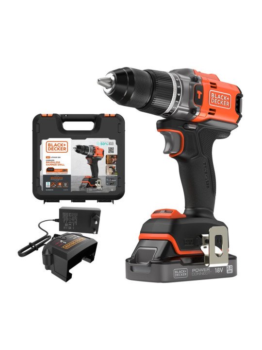 18 V bešepetėlinis smūginis gręžtuvas ECO 1 x 2,0 Ah 1 A Black&Decker