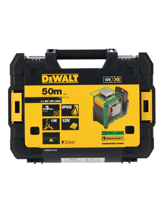 Lazerinis nivelyras (žalias) 12V 2x360 spinduliai (komplekte 2AH baterija) DCE0811D1G-QW DeWALT