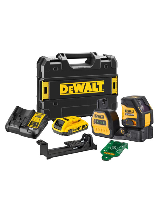 Kryžminis lazerinis nivelyras 12/18 V (su akumuliatorium 2Ah ir pakrovėju) DCE088D1G18-QW DeWALT