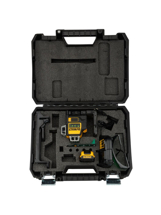 Lazerinis nivelyras (žalias) 12V 3x360 spinduliai (komplekte 2AH baterija) DCE089D1G-QW DeWALT