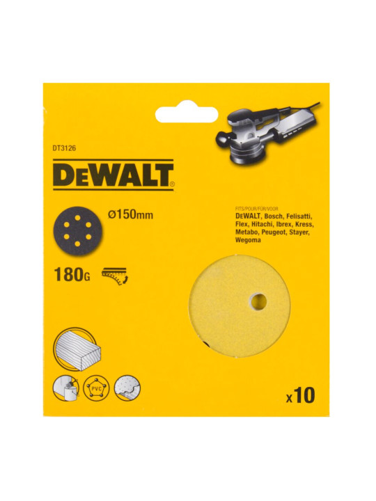 Šlifavimo popierius 180GT 150mm pakuoteje 10vnt
